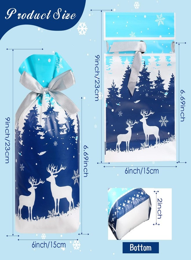 Blosssound 40 Pieces Winter Gift Bags Snowflake Drawstring Favor Bags Winter Plastic Treat Bags Snowflake Treat Candy Bags for Winter Xmas Birthday Party Favors Decor - Image 2